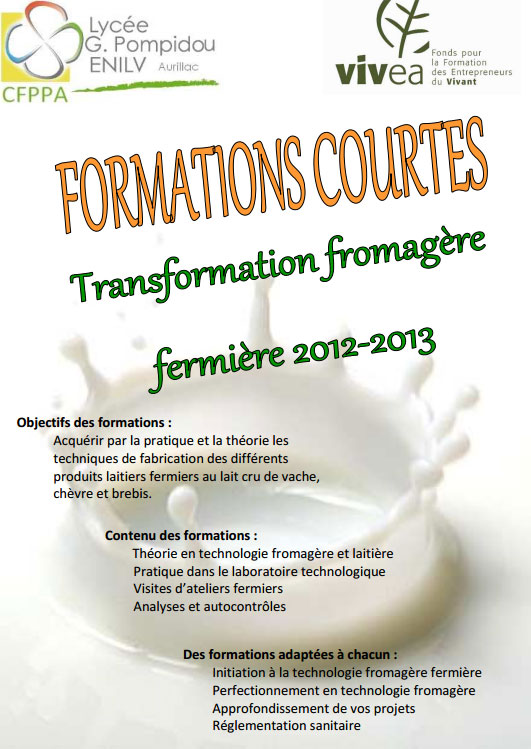Formation du CFPPA d'Aurillac à l'hygiène en atelier fromager fermier Novembre 2012