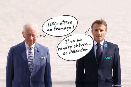 Emmanuel Macron et le roi Charles III Fromages