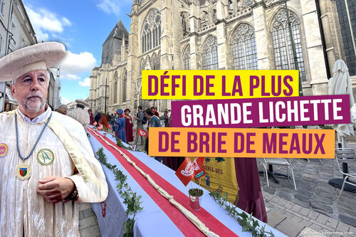 Grande lichette de Brie de Meaux devant la cathédrale